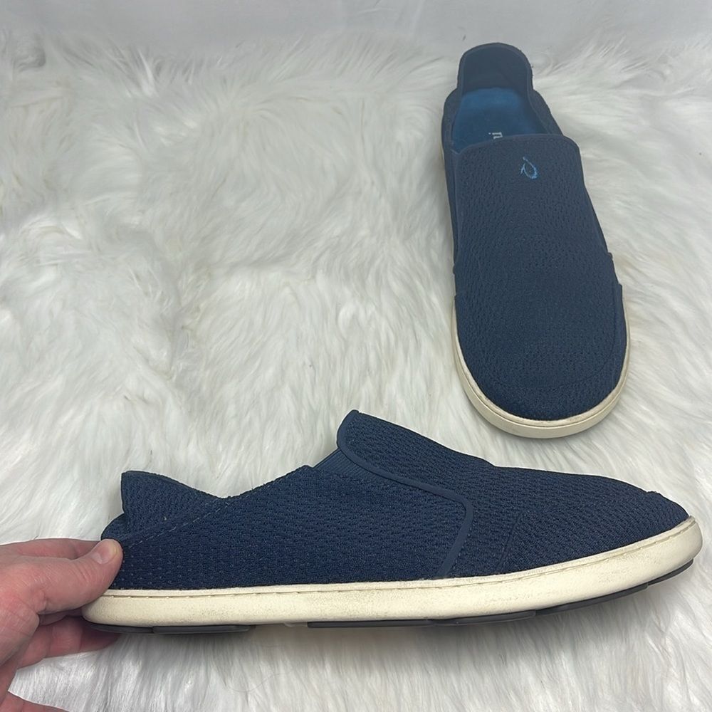 olu Kai Nohea Trench Blue Textile‎ Slip On Shoes Sz 12